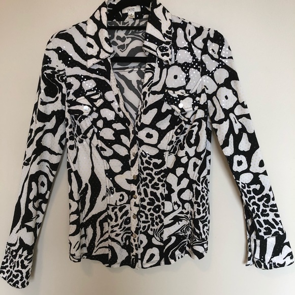 Cache Tops - ❤️Cache Sequin Snap Down Blouse